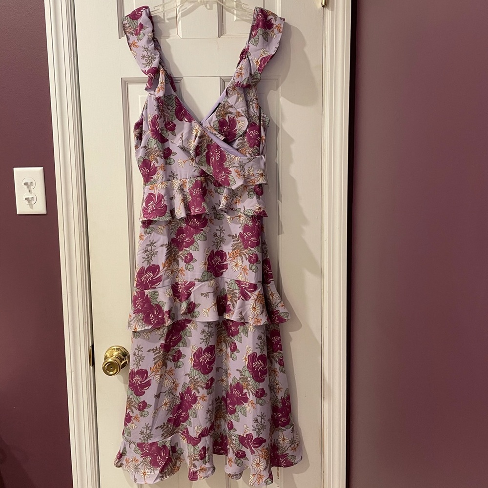 Purple floral midi dress (NWT)